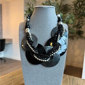 Elegant Black and Silver Statement Necklace